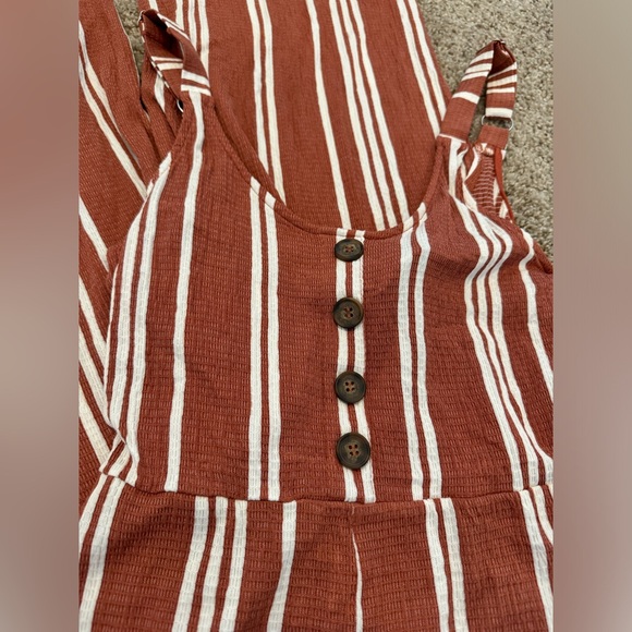 {LOVE TREE} Rust Orange Stripe Romper Jumpsuit - Picture 2 of 4